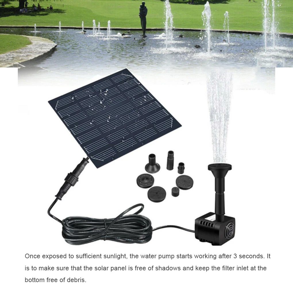 

Solar Powered Water Fountain Wear-resistant Fast Water Sprinkler Convenient Sprayer 3 Spray Heads for Outdoor Garden Decoration