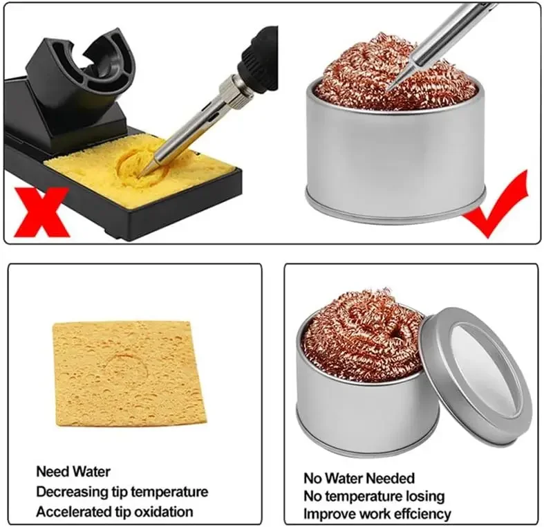 Desoldering Cleaning Ball Soldering Iron Mesh Filter Cleaning Nozzle Tip Copper Wire Cleaner Ball Metal Dross Box Clean Ball 3