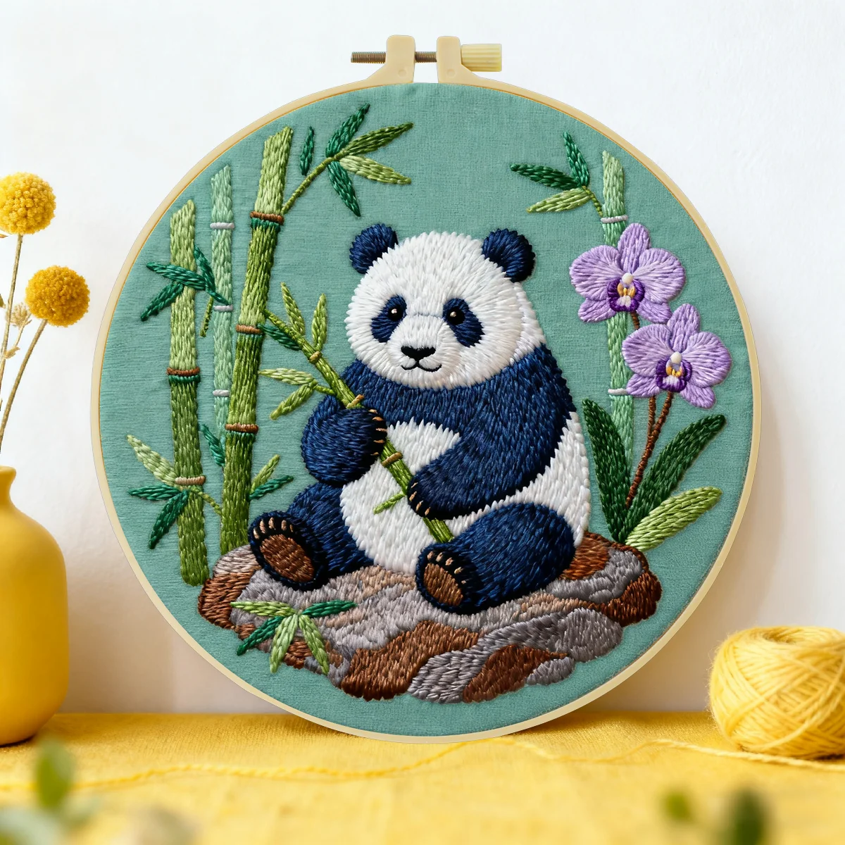 1 Stück 20X20CM/15X15CM 7,87/6,3 Zoll Panda-Stickerei-Starter-Kit DIY-Kit DIY-Stickerei-Set Handarbeiten Heimdekoration Malerei