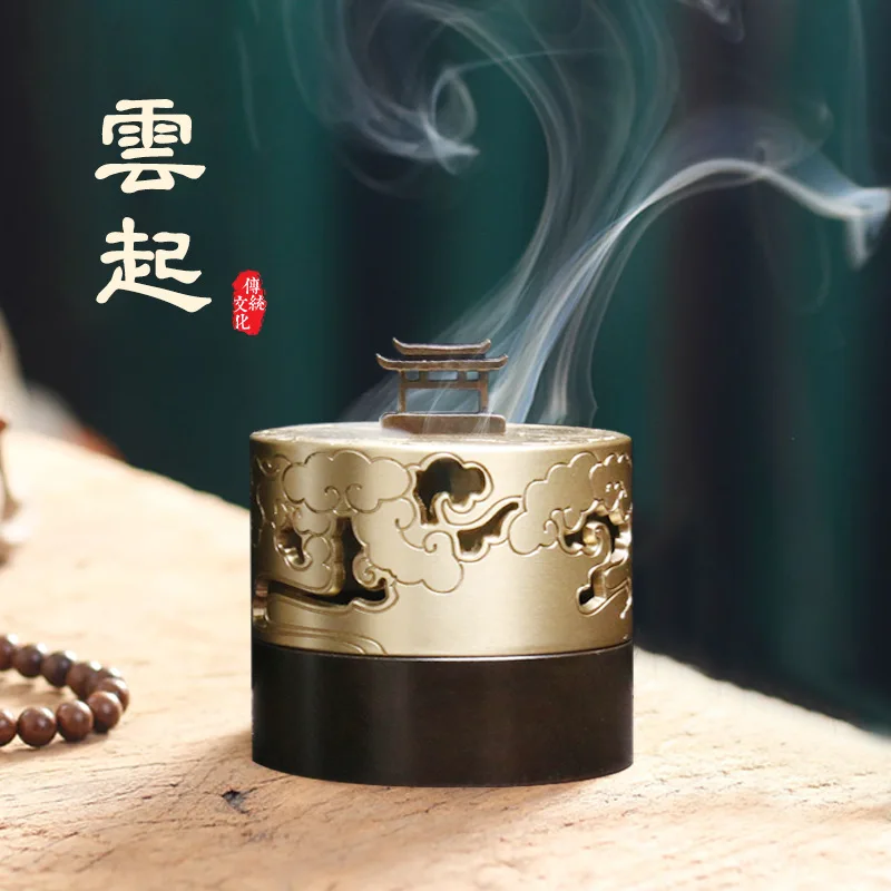 

Курильница из чистой меди для дома, креативная катушка для благовоний, курильница из сандалового дерева, декоративная подставка для благовоний дзен