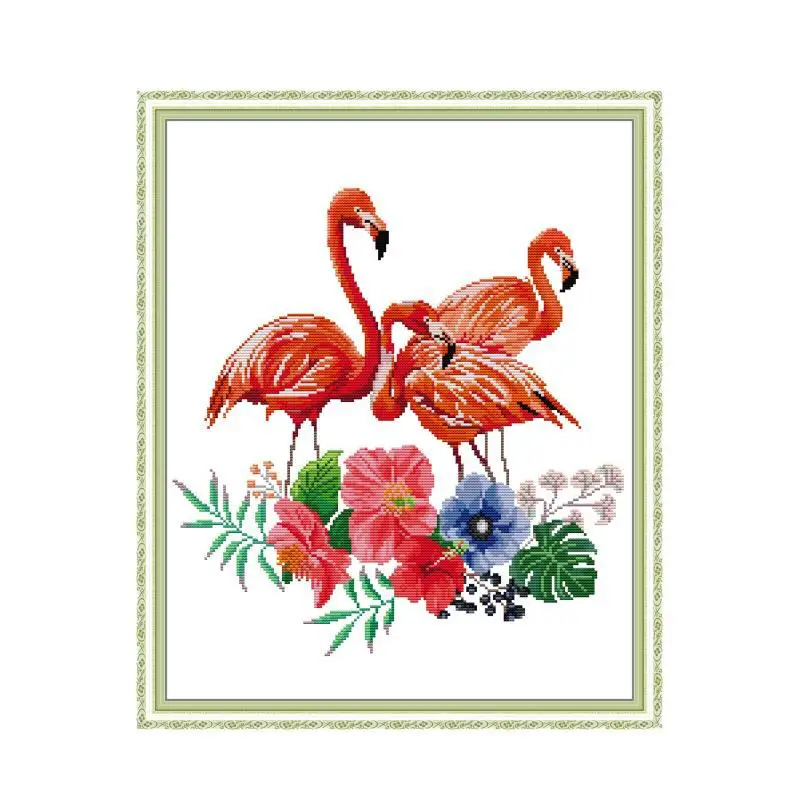 

Full bead embroidery kits Flamingo Diy bead embroidery kits beadwork circuits pearl 3mm printed cotton canvas beads Cross Stitch