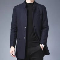 Medium-Length Woolen Overcoat For Men New Cross-Border Style British Fashion Thickened Jacket Trendy Coat For All Seasons