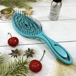 Smoke Cyan Biodegradable Detangling Hairbrush Soft Vent Wet Lightly Pull No Harm Hair Eco Friendly Antistatic Massage Hair Brush