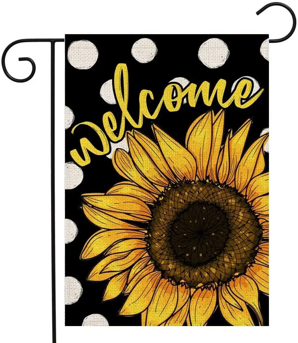 

Welcome Sunflower Garden Flag 12x18 Vertical Double Sided Decoration Outdoor Seasonal Décor Yard Flag Holiday Flag Burlap