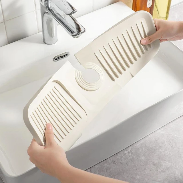 1pc Silicone Kitchen Sink Splash Guard, Solid Color Minimalist