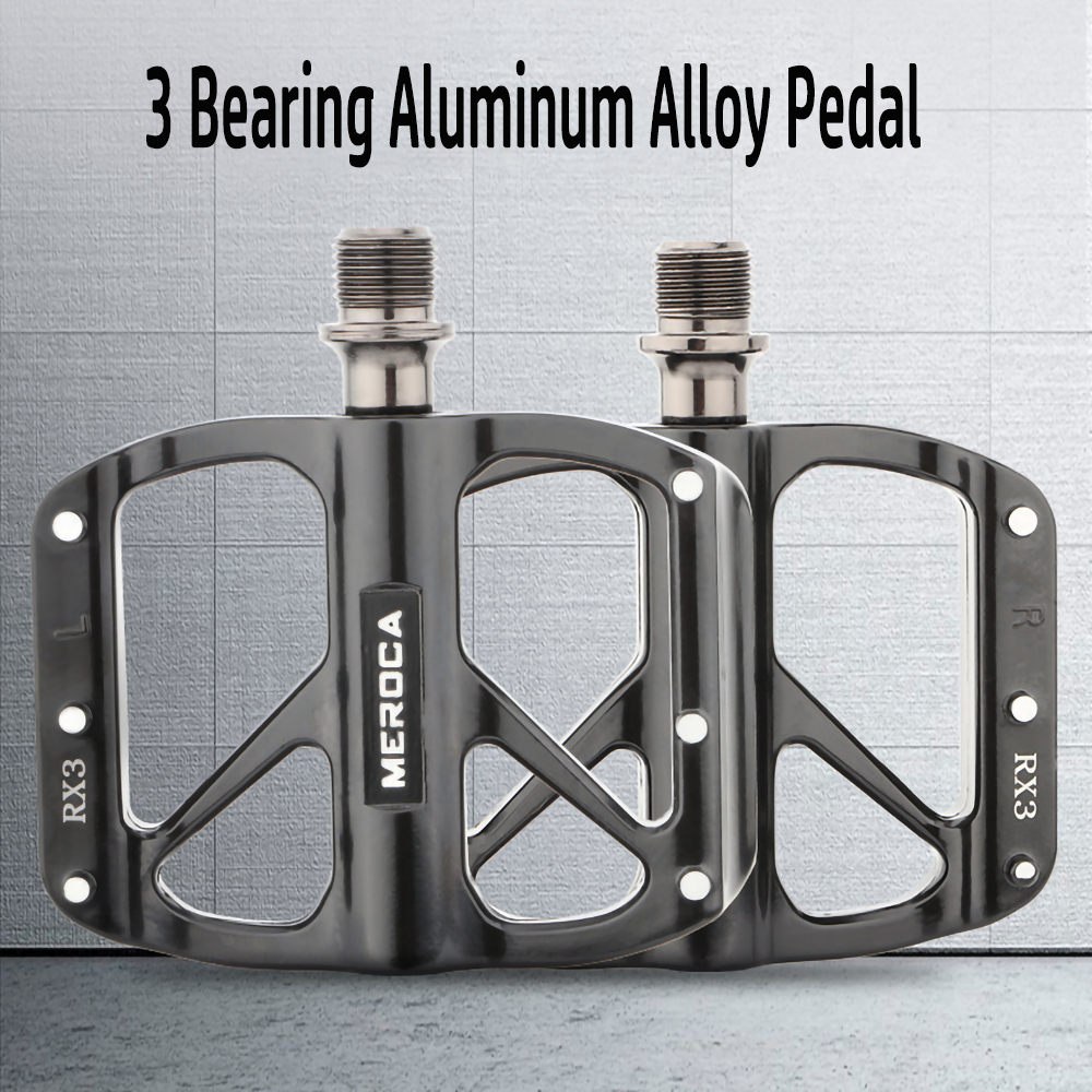 MEROCA BMX Mountain Bike Pedal DU/3 Bearing Sealed Anti-skid Steel Nail High Strength Aluminum Alloy Flat Pedals