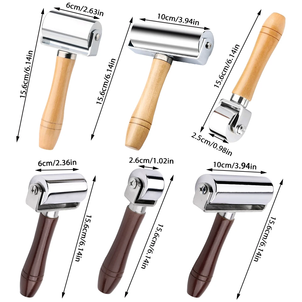 Wooden Handle Leather Press Edge Roller Leather Roller Tool Edge Creaser Craft Laminating Work Tool 26/60/100mm