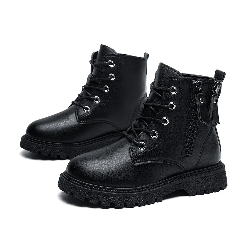 British Style Kids Motorcycle Boots 2022 Autumn Fashion Children Pu