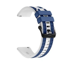 Colorful 22mm Silicone + Nylon Watch Strap - Vibrant Replacement Watchband Bracelet - Suunto 5 - 9 Peak (White Blue)