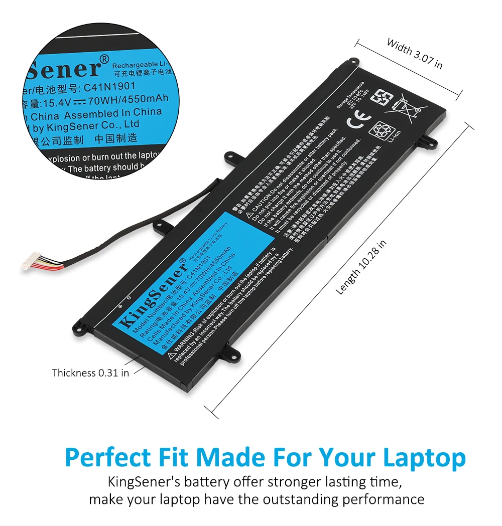 Bateria do Portátil de Kingsener C41n1901 70wh para Asus Zenbook Duo Ux481fa Ux481fl Ux481f Ux481fly Ux4000f Ux4000fl 0b20003520000 - Imagem 4