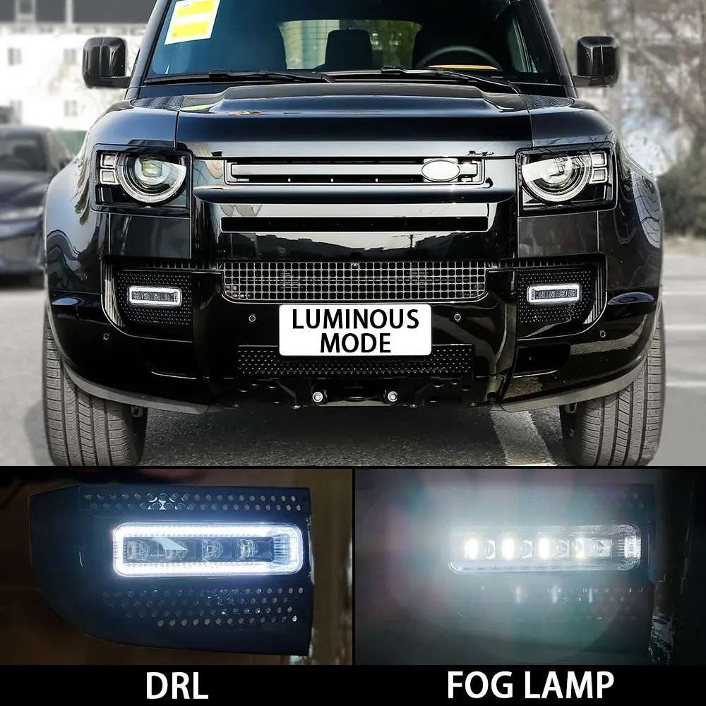 Land Rover Defender 용 Led 주간 주행 등 안개 램프 90 110 130 2020 2021 2022 2023 2024 비파괴 설치