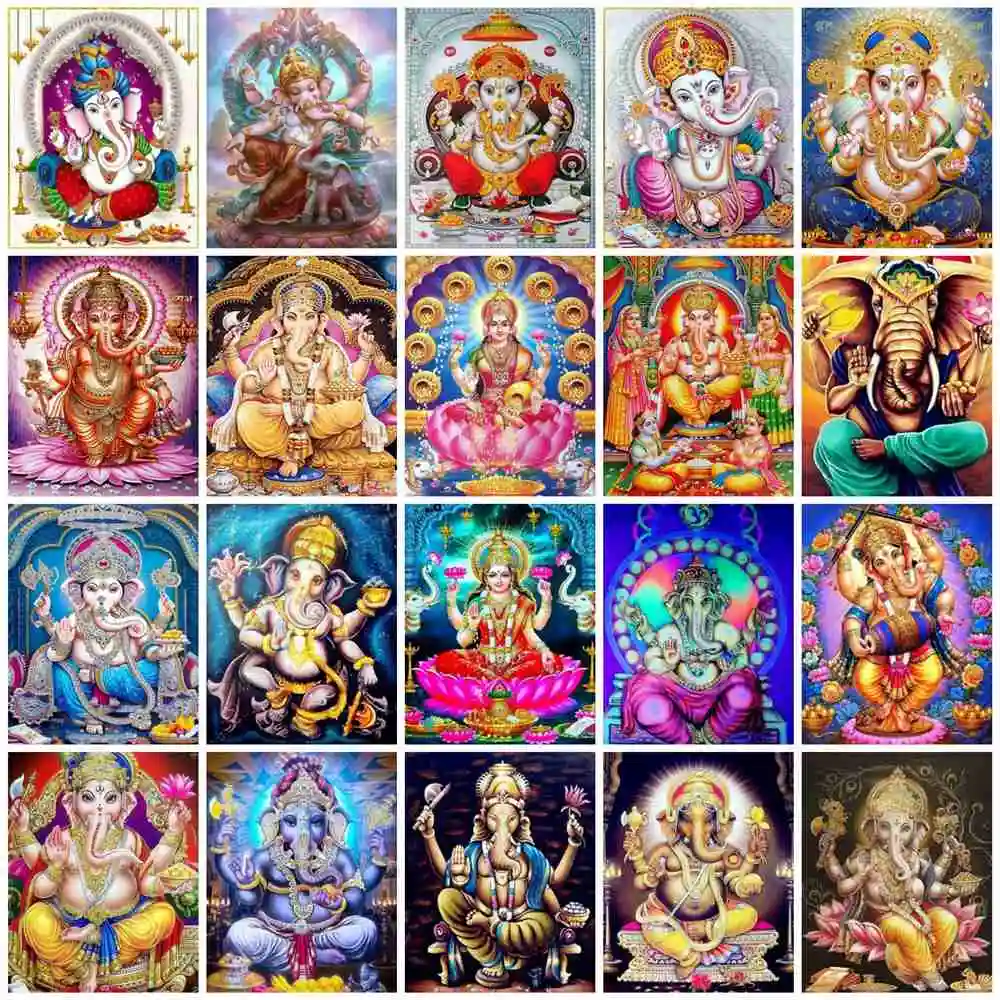 Huacan مربع/جولة الماس اللوحة غانيشا ملصق ديكور الماس التطريز عبر غرزة  الفيل الله فسيفساء الصورة - AliExpress, image size:1000x1000