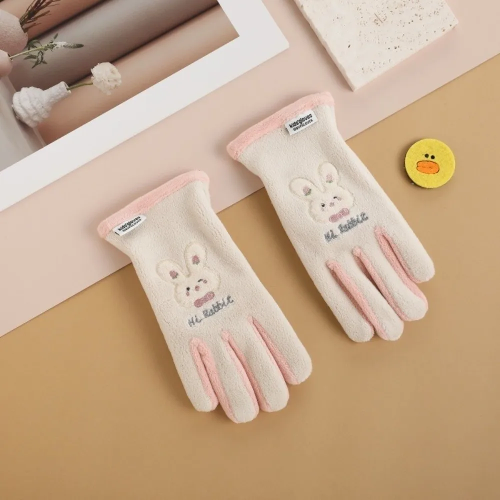 New Cute Bear Ski Gloves Windproof Winter Gloves Coldproof Polar Fleece Cycling Mittens Boys and Girls