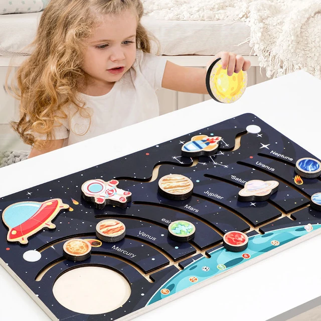 Tableau sur toile Jeu éducatif pour les enfants du système solaire