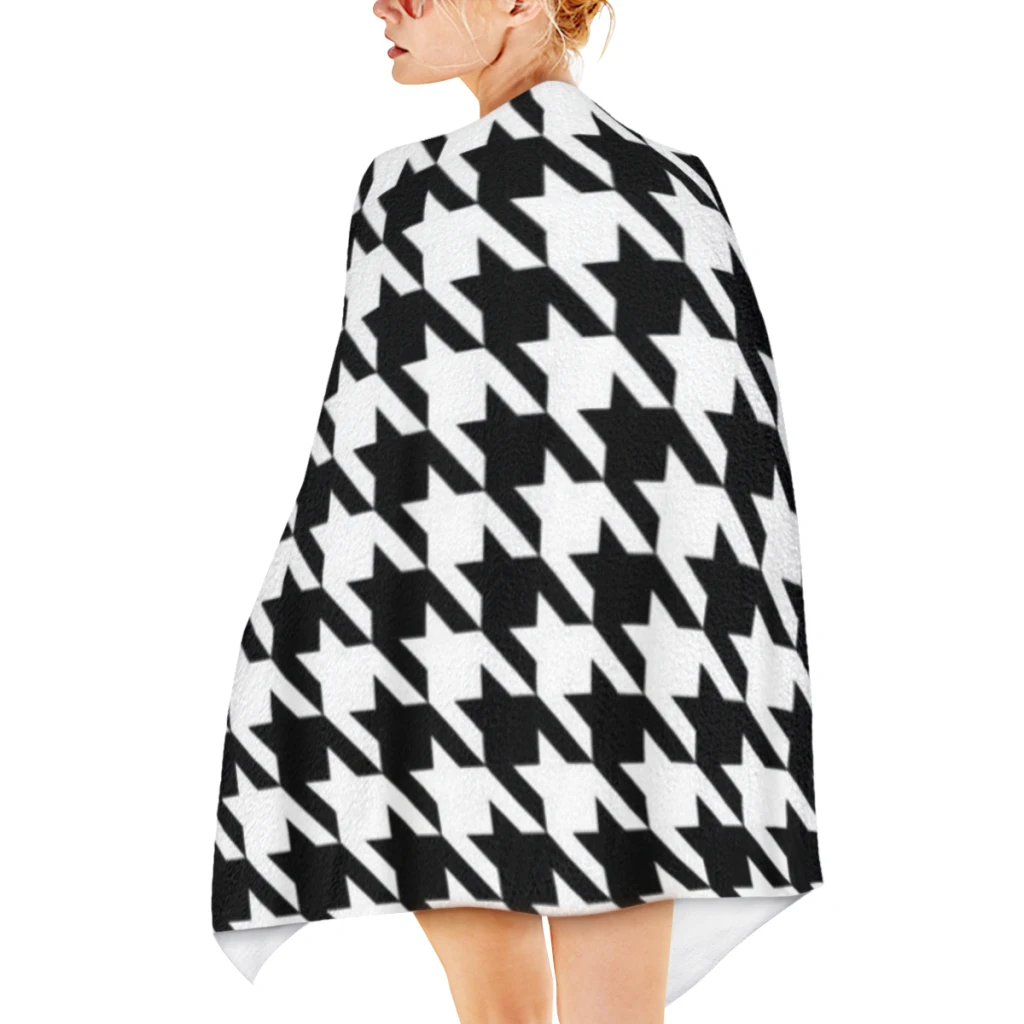 Houndstooth Beach Towel  Poncho Bathing Towels Cover-ups Quick Dry Sand Free Yoga Spa Gym Pool