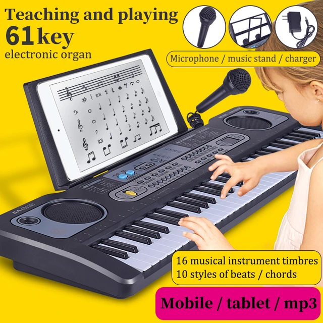 Teclado Musical Infantil Iniciantes c/ 54 Teclas + Microfone em