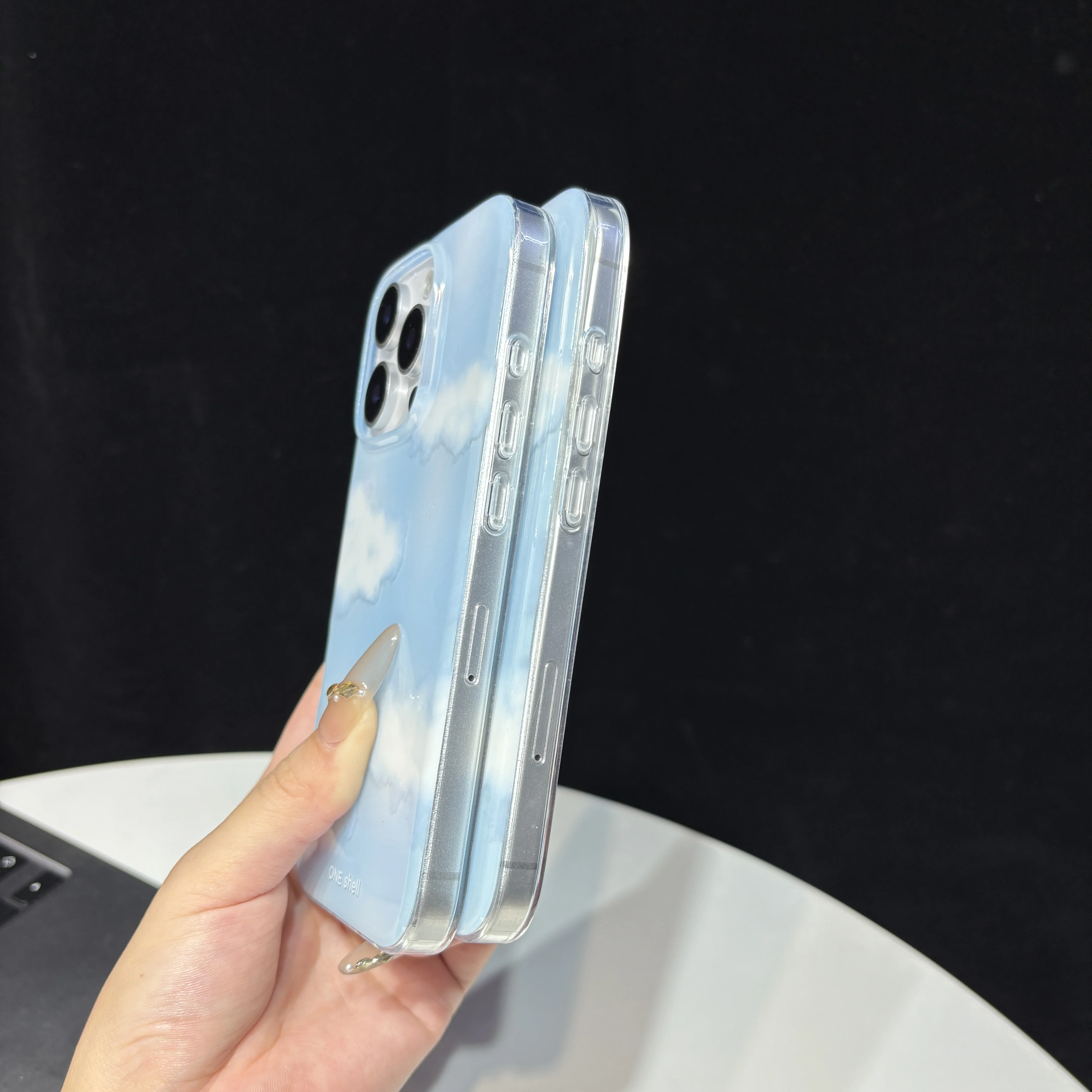 Korean Blue Sky & White Clouds Glossy Cotton Protective Phone Case