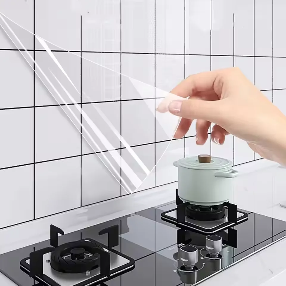 Transparent wallpaper decoration waterproof and oil resistant self-adhesive wall stickers kitchen and bedroom backgrounds