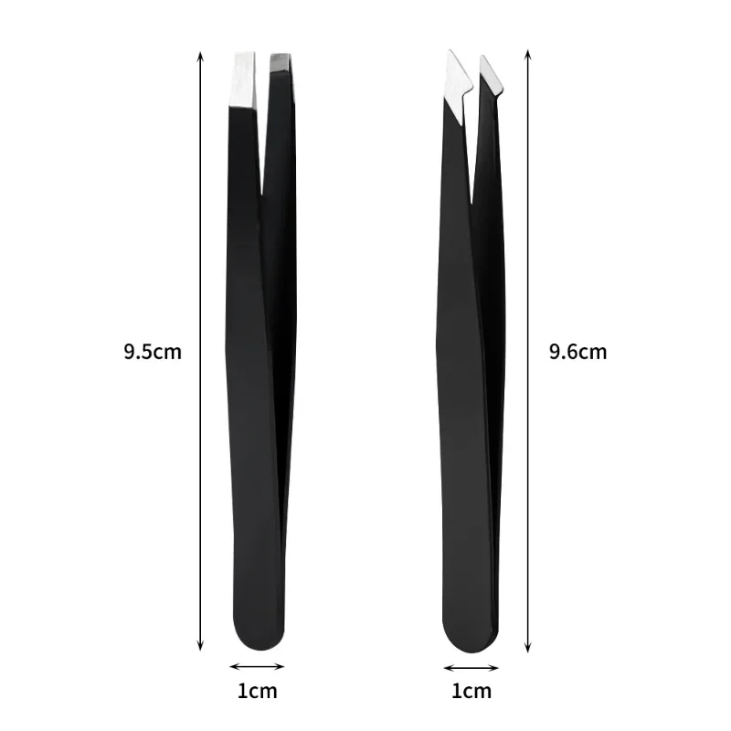 1PCS Flat Slant Tip Head Eyebrow Tweezers Portable Hair Beard Trimming Tools Stainless Steel Eyelashes Makeup Clip Accessories 6