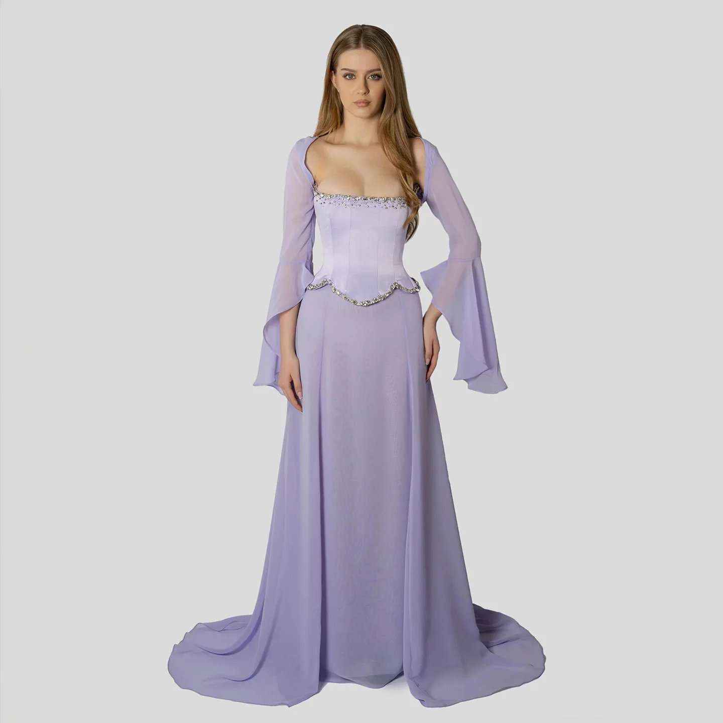 Sharon Said Elegant Lilac Evening Dress with Two Pieces Flare - Main Image