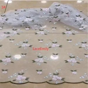 Elegant Multicolor Embroidered Floral Lace Tulle