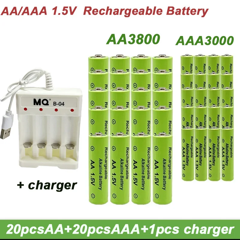 

1.5V rechargeable battery, AA3800+AAA3000mAh+NEW AA Charger, alkaline technology, for remote control, toys / computers, etc