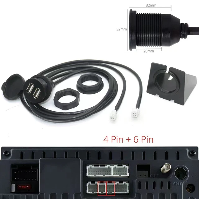 4pin/6pin Car Dual USB Socket Base Car Dashboard USB Socket For Most Cars Port Panel Interface Car Cables Adapters Sockets 5