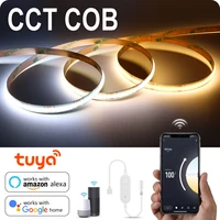 608LEDs/M CCT Smart lamp DC24V COB LED Strip Light With Tuya Smart Life WIFI Control Warm White/Natural White/White Alexa Google