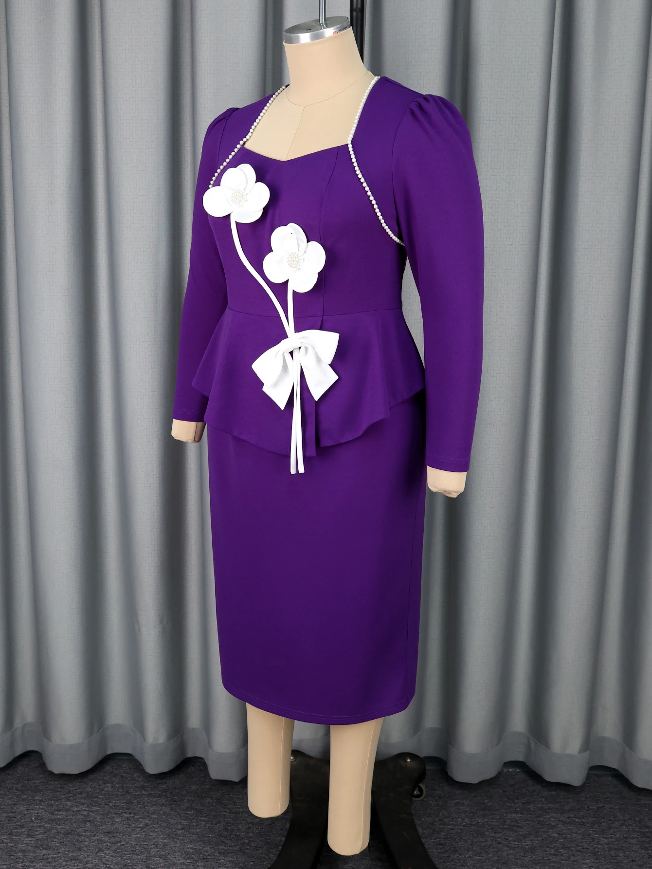 fitted lace wedding dress Women's Formal Church Dress Casual Elegant Party Dress Pencil Dresses Purple  L at Amazon Women's Clothing store