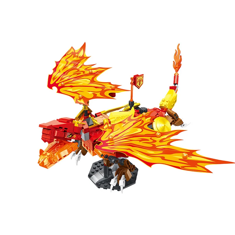 

Строительные блоки «Огненный Дракон», летающий дракон, модели животных, детали, игрушки для мальчиков «сделай сам», подарок для детей
