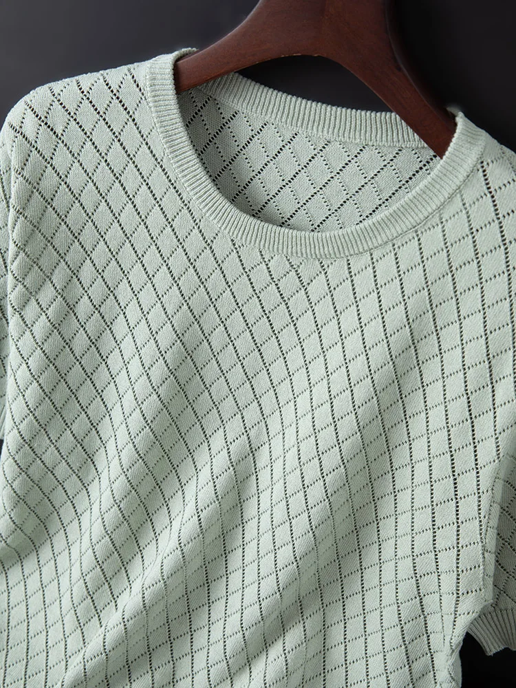 

Men 2024 Summer New V Neck Knitted T-Shirts Men Clothing Slim Fit Casual Tops Male Short Sleeve Tee Shirt Streetwear B80