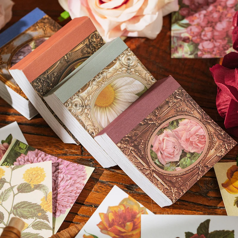 Yoofun 100 sheets Garden Stickes Aesthetic Flower Rose Adhensive Labels Card Journal Scrapbooking Decor Parchment Paper Sticker