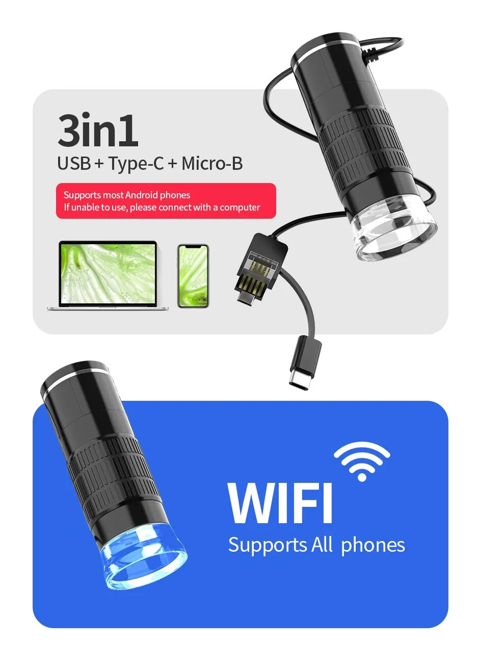 Microscopio Digitale Wireless 50X 1000X Ingrandimento Zoom Wi-Fi USB P – LA  MAISON SMARTECH