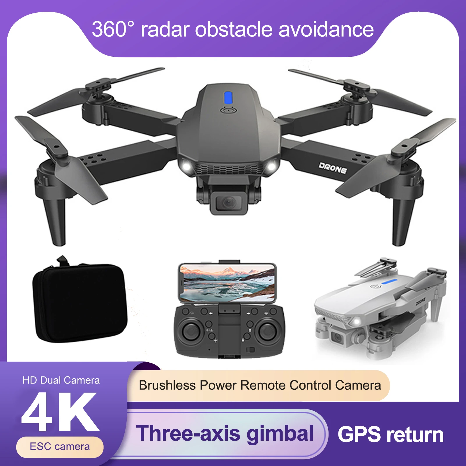 Batería Lipo De 3.7 V 2600 MAh, Batería De Dron RC 3 Piezas Para E88 Sin Escobillas S13 S1 APP8GPS RC UAV, Batería Recargable De Dron Con Funda De Plástico, Fácil