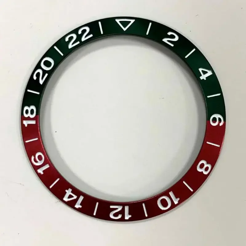 Aluminum Sloping Watch Bezel Insert with GMT Font, 38x30.5mm