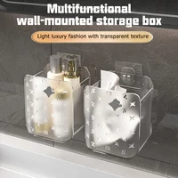 Wall Mounted Storage Box Bathroom Cosmetic Organiser Multifunctional Shelf Washstand Toiletries Organiser Bins Toothbrush Holder 1