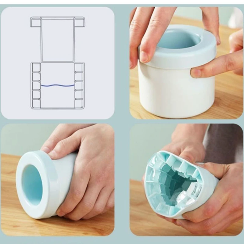 2PCS DIY Silicone Round Ice Cube Mold Ice Bucket Homemade