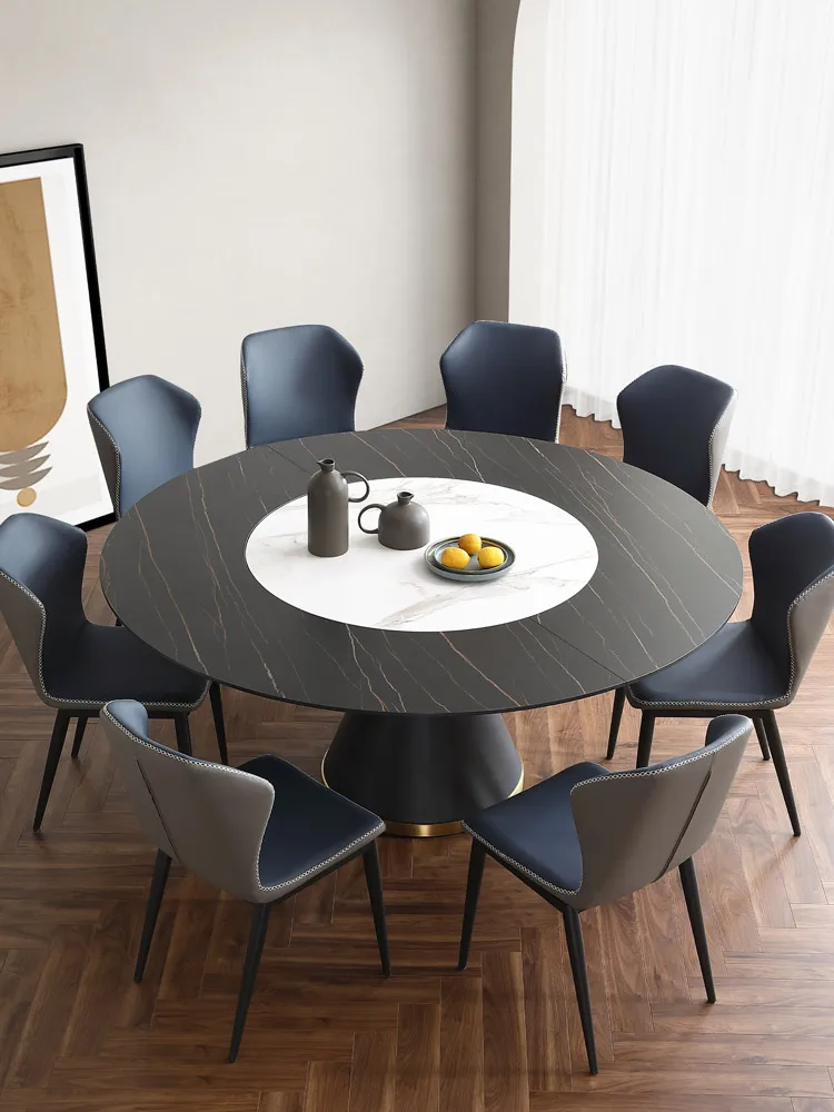 

Slate round dining table 1.8 meters large apartment villa large flat restaurant home hotel custom furniture slate dining table