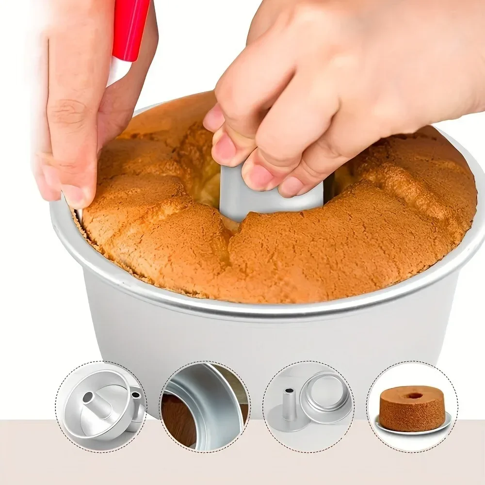 6/8inch Hollow Chiffon Cake Mould Removable Non-Stick Round Chiffon Cake Pudding Baking Mould DIY Baking Kitchen Tools Baking Supplies