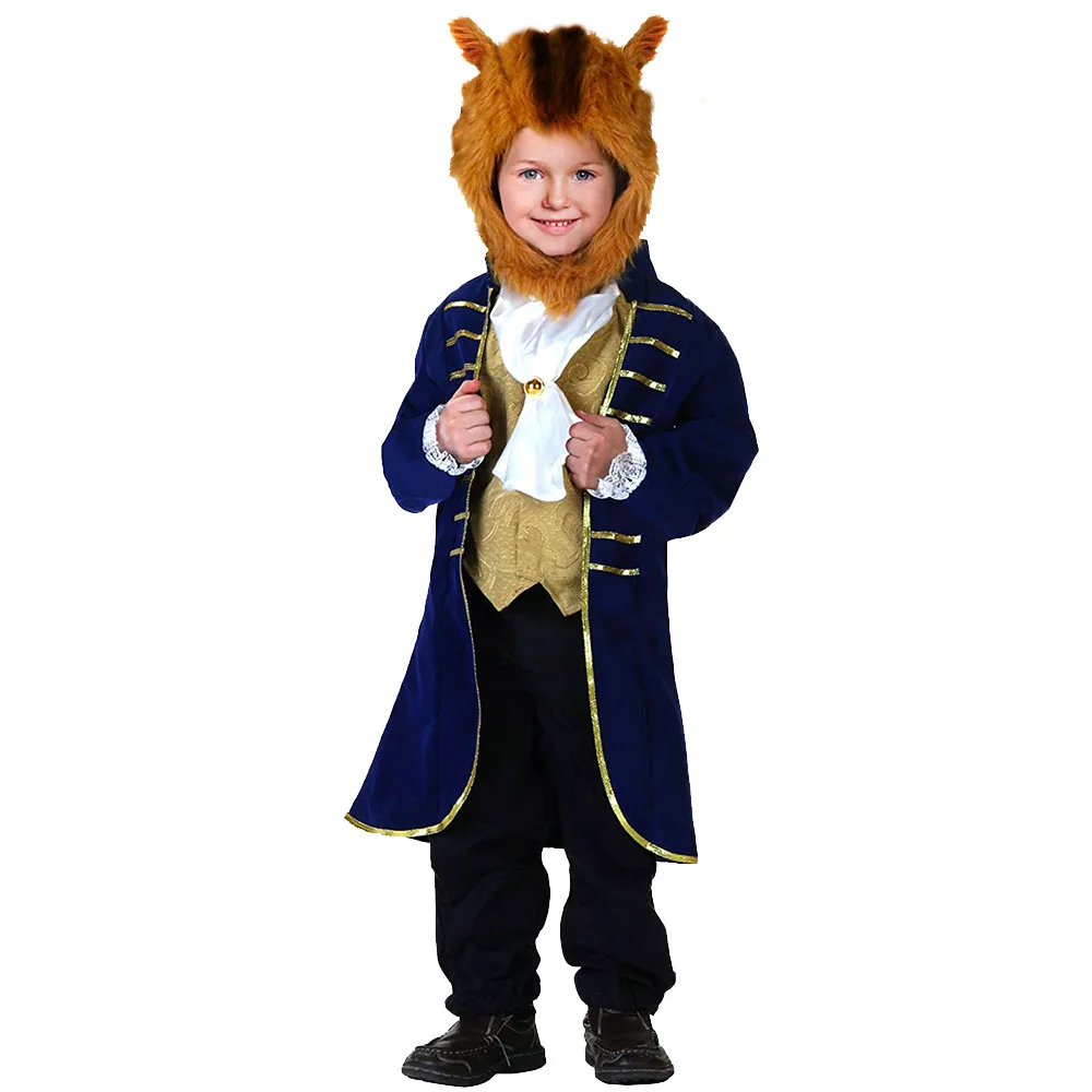 

Enchanting Beauty Belle Costume for Child Kids Boys Beast Prince Adam Cosplay Uniform Clothes Hat Jacket Halloween Party Outfit