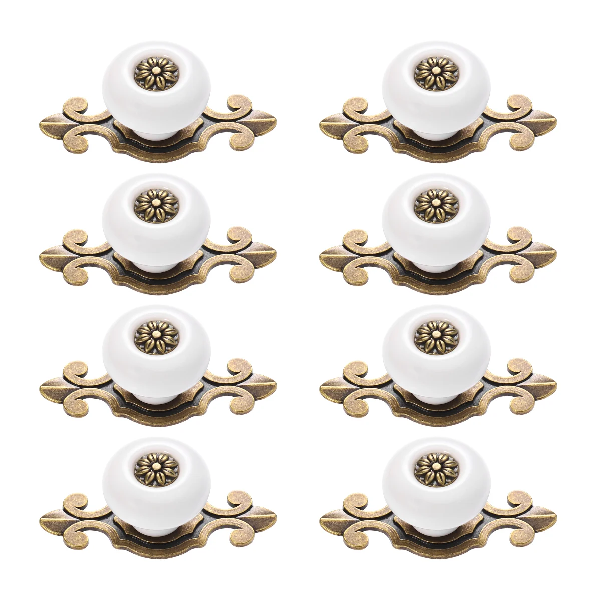 

Doitool Drawer Pulls 8Pcs Kitchen Cabinet Knobs Retro Style Door Knobs Dresser Cupboard White Tanned