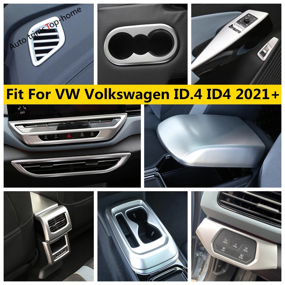 

Head Lamp/ Window Lift / Water Cup / Central Air Vent Cover Trim For VW Volkswagen ID.4 ID4 2021-2023 Matte Interior Accessories