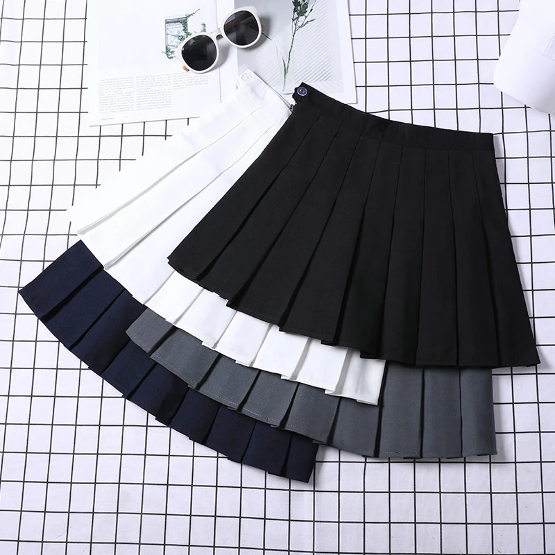 Pleated Skirt for Women Clothing Black Korean Style Harajuku Fashion Saias High Waist Short Skirts 2023  Summer White Miniskirt