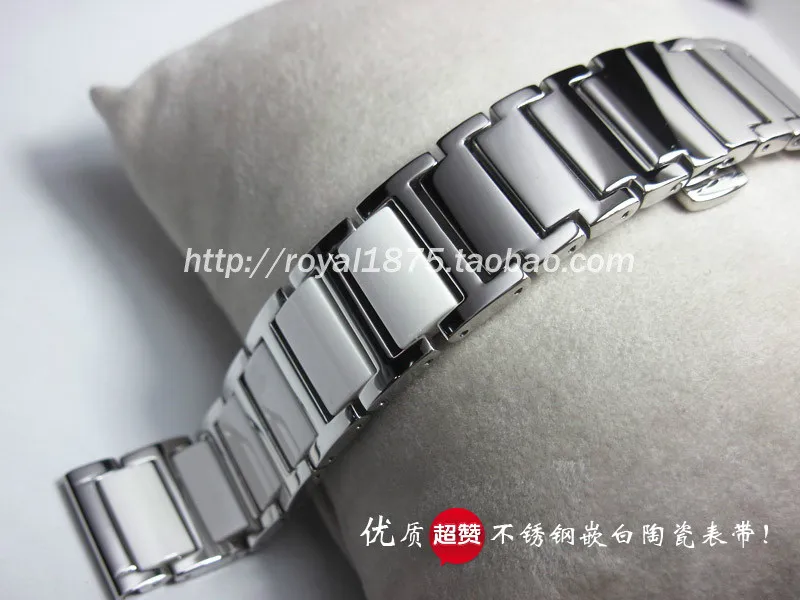 

Butterfly Double Snap Button Minimalist Style Women 16mm Ceramic Steel Belt Watch Strap Stainless Steel