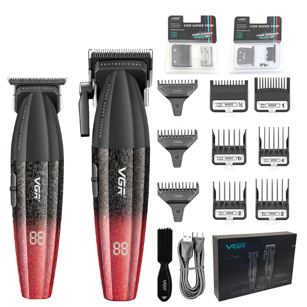 VGR ماكينة قص شعر احترافية ماكينة تشذيب قابلة للشح...