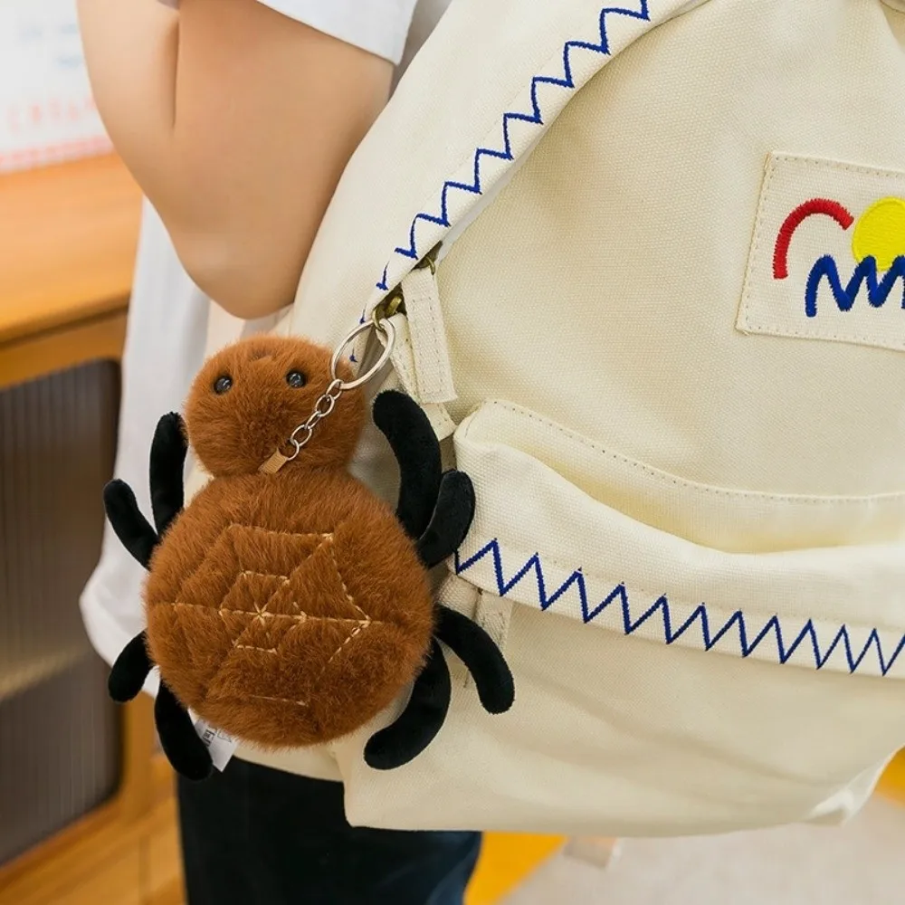 Cute Plush Simulation Insect Pendant Cartoon PP Cotton Keychain Pendant Spider Bee Stuffed Doll Toy Bag Decor Gift