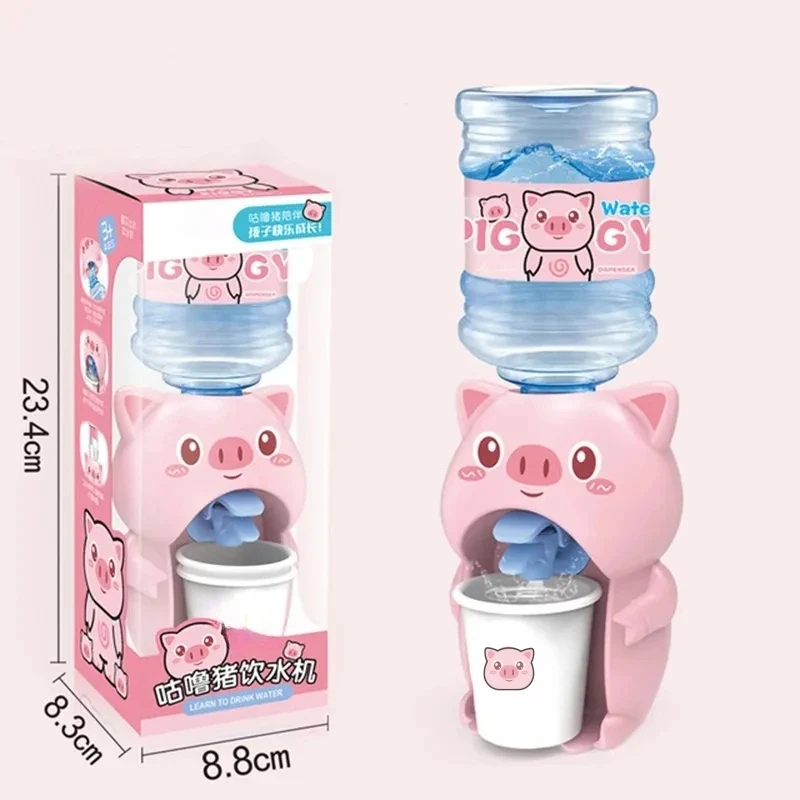 Mini Children's Water Dispenser Cute Cold/Warm Water Juice Milk Dispenser Simulation Cartoon Pig Kitchen Toy