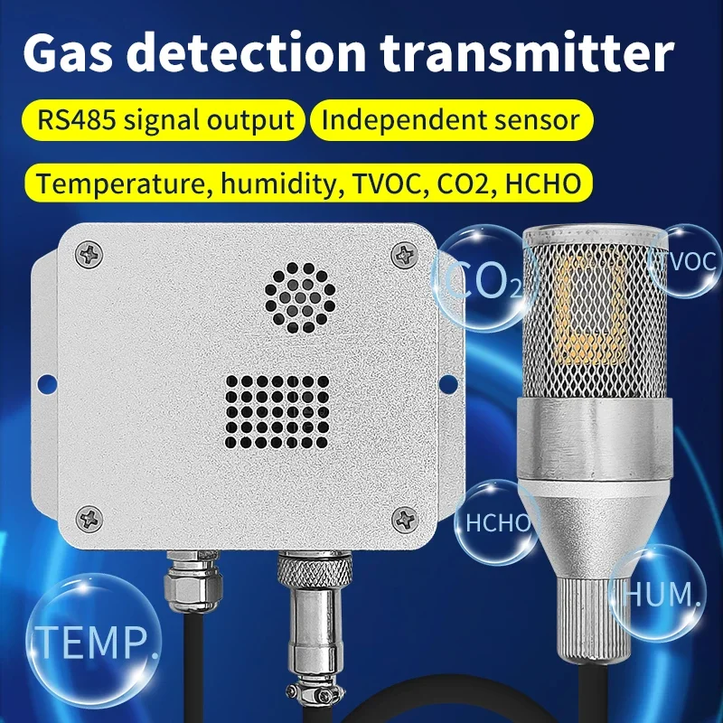 

5-in-1 Industrial Gas Detector Carbon Dioxide Formaldehyde TVOC Sensor Air Quality Detection temperature and humidityTransmitter