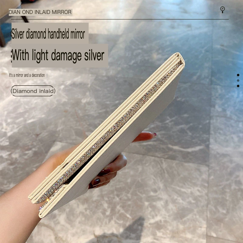 가벼운 다이아몬드가 박힌 화장 거울, 대형 접이식 거울, 휴대용 기숙사 종이 거울, 휴대용 드레싱 거울