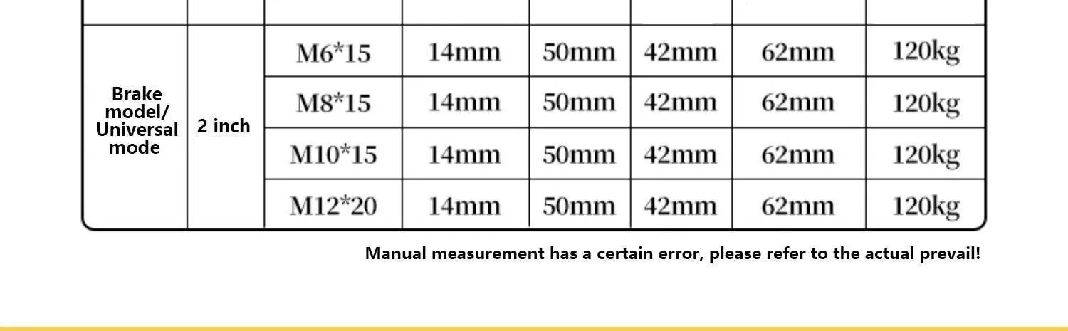 Description Picture 6 of item(4 Packs) Black Color 2 Inch M6/M8/M10/M12 Screw Universal Wheel With Brake Soft Rubber Silent Caster Durable Wear-resist